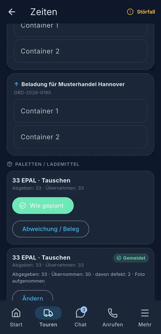 Paletten an der Station: ein Tipp, wenn alles wie geplant lief