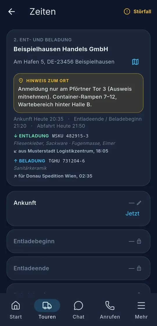 Station mit Hinweis zum Ort: wo anmelden, welche Rampe