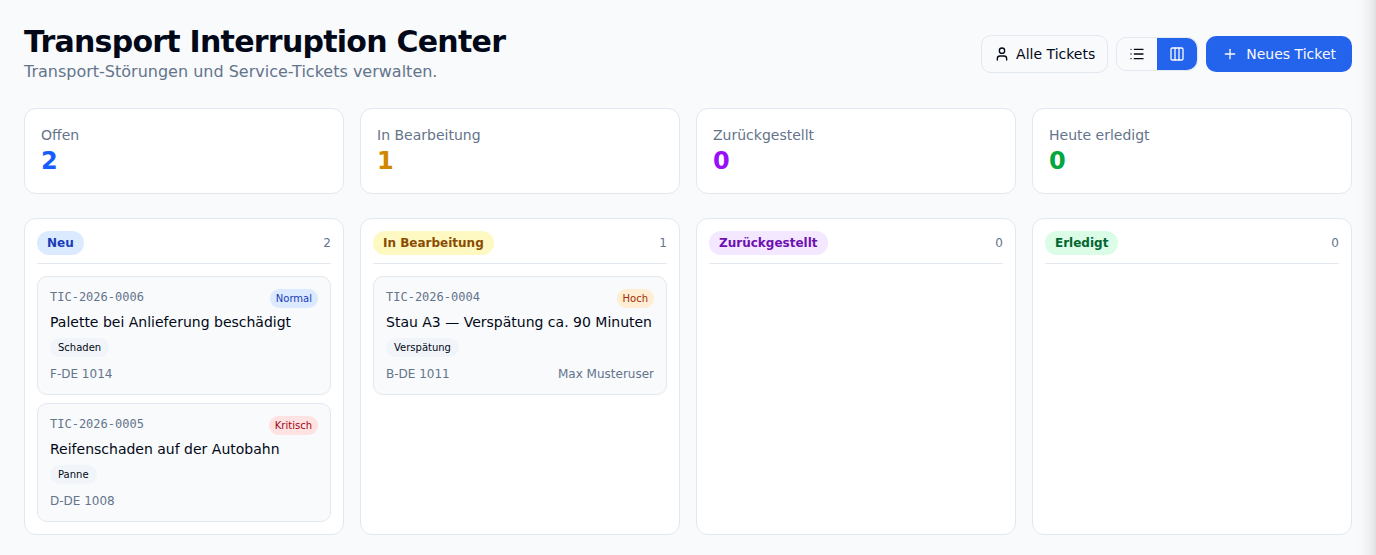 Störfall-Tickets als Kanban